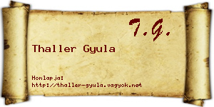 Thaller Gyula névjegykártya